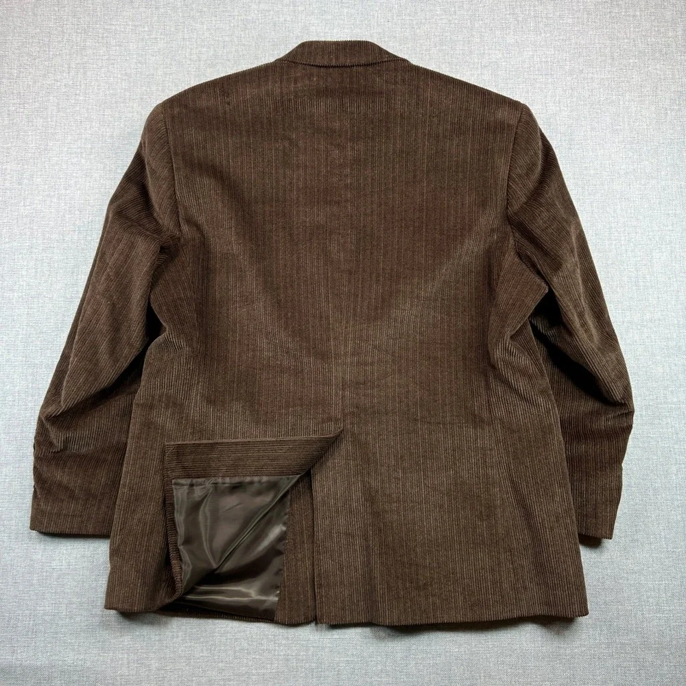 Chaps Brown Fine Wale Corduroy Sport Coat Blazer Men‎ 46R Classic Academia Prep